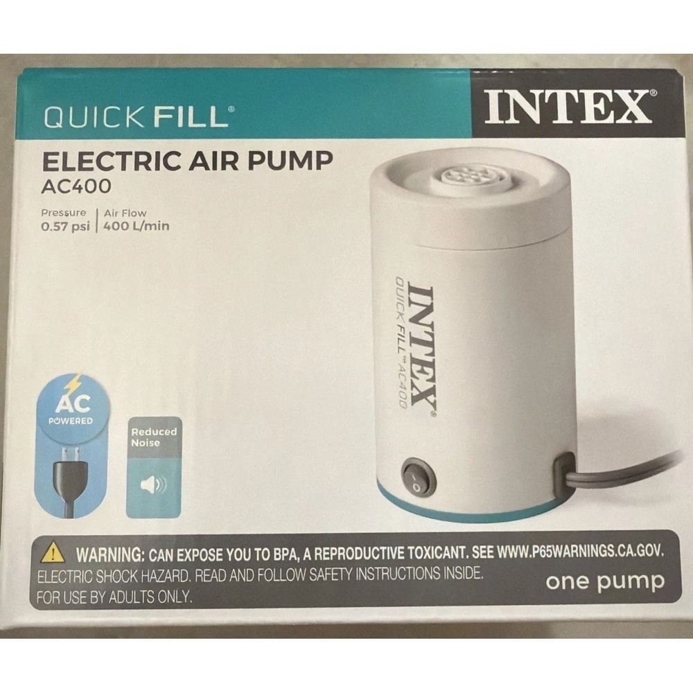 Intex Electric Air Pump AC400 Quick Fill AC Powered White Portable Camping NEW
